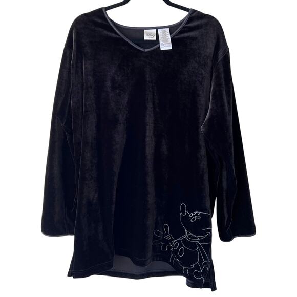 The Disney Store Womens Embroidered Mickey Mouse Velour Tunic Size Extra Large - Picture 1 of 5